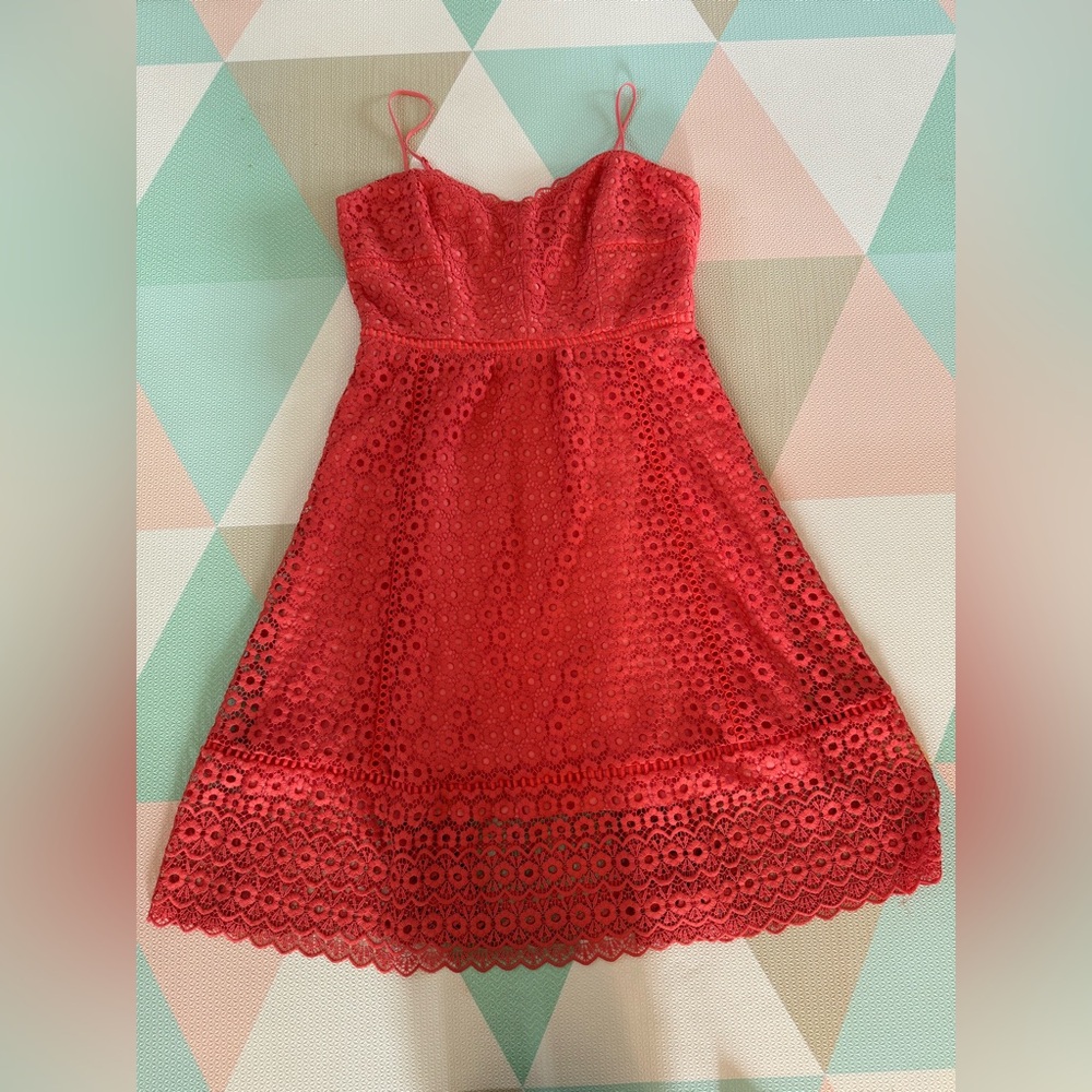 J. Crew Coral Eyelet Midi Dress with Spaghetti Straps - Picture 9 of 10